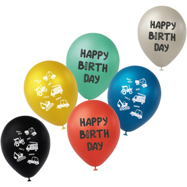 Latexballonnen - Wacky Wheels - 33 cm - 6 stuks van Folat koop je bij Partywinkel