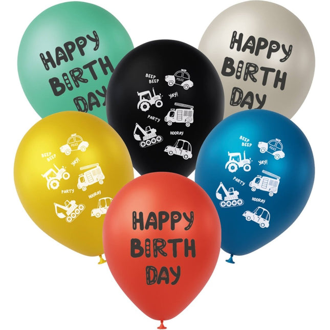 Latexballonnen - Wacky Wheels - 33 cm - 6 stuks van Folat koop je bij Partywinkel