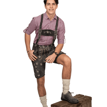Lederhose Bruin Grijs Heren Kort Antiek van Haus Huberts koop je bij Partywinkel