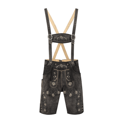 Lederhose Bruin Grijs Heren Kort Antiek van Haus Huberts koop je bij Partywinkel