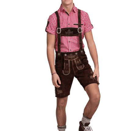Lederhose Bruin Heren Kort van Haus Huberts koop je bij Partywinkel