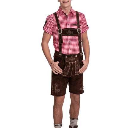 Lederhose Bruin Heren Kort van Haus Huberts koop je bij Partywinkel