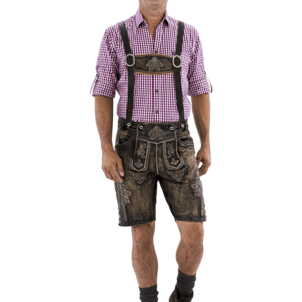 Lederhose Bruin Heren Kort Antiek van Haus Huberts koop je bij Partywinkel