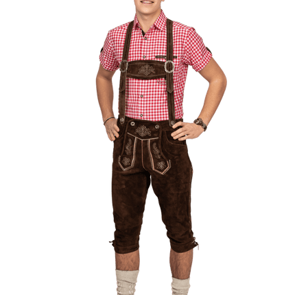 Lederhose Bruin Heren Lang van Haus Huberts koop je bij Partywinkel