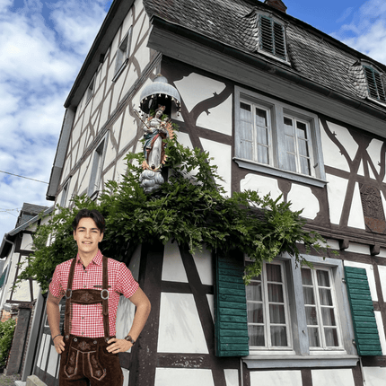Lederhose Bruin Heren Lang van Haus Huberts koop je bij Partywinkel