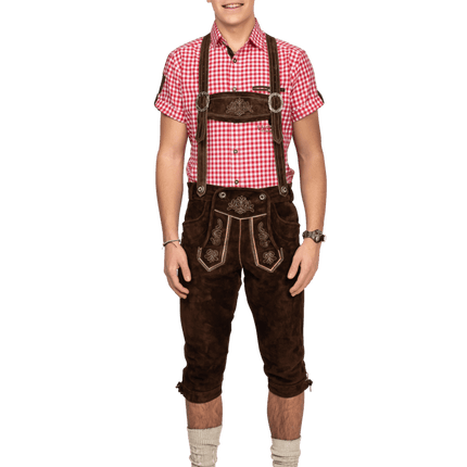 Lederhose Bruin Heren Lang van Haus Huberts koop je bij Partywinkel