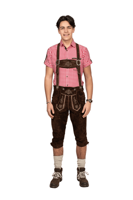 Lederhose Bruin Heren Lang van Haus Huberts koop je bij Partywinkel