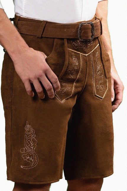 Lederhose Bruin Kort Brixental van Partychimp koop je bij Partywinkel