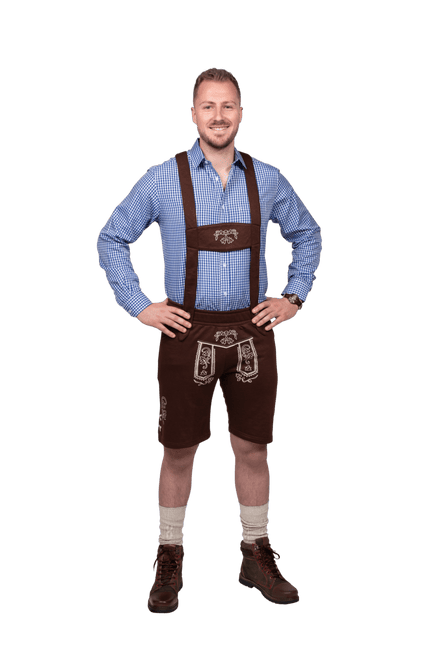 Lederhose Donkerbruin Heren Leer van Haus Huberts koop je bij Partywinkel
