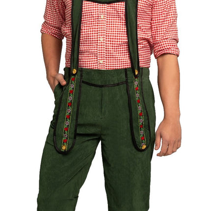 Lederhose Groen Lang Met Blouse van Partychimp koop je bij Partywinkel