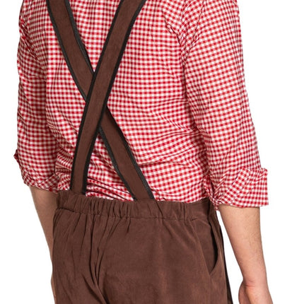 Lederhose Johann met Verstelbare Bretels Donkerbruin Lang van Partychimp koop je bij Partywinkel