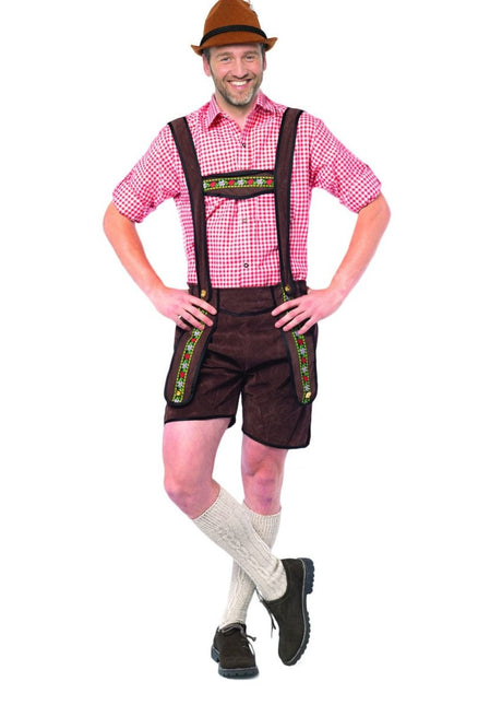 Lederhose Kort Donkerbruin van Partychimp koop je bij Partywinkel