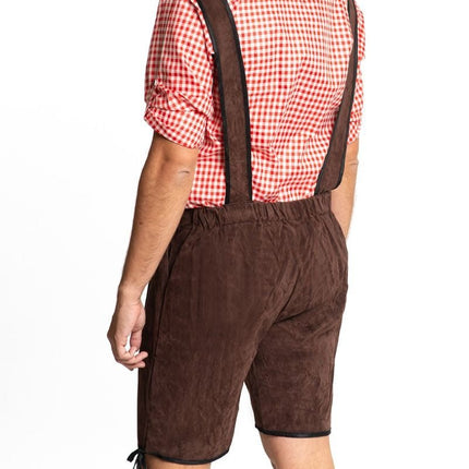 Lederhose Kort Donkerbruin van Partychimp koop je bij Partywinkel