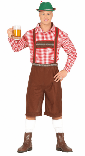 Lederhose Lang Bruin en Blouse Heren L van Fiestas Guirca koop je bij Partywinkel