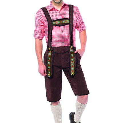 Lederhose Lang Donkerbruin van Partychimp koop je bij Partywinkel