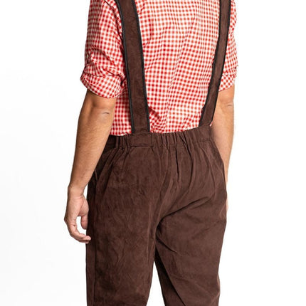Lederhose Lang Donkerbruin van Partychimp koop je bij Partywinkel