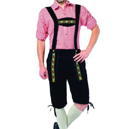 Lederhose Lang Zwart van Partychimp koop je bij Partywinkel