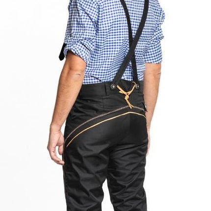 Lederhose Lang Zwart en Bretels van Tannhauser koop je bij Partywinkel