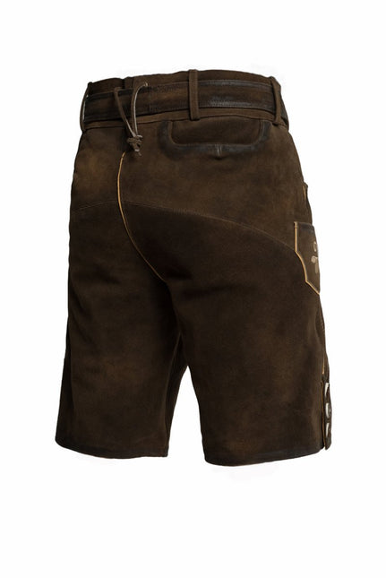 Lederhose Leer Kort Bruin en Riem van Tannhauser koop je bij Partywinkel