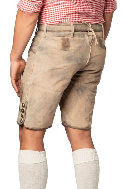 Lederhose Leer Kort Grijs en Riem van Tannhauser koop je bij Partywinkel