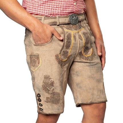 Lederhose Leer Kort Grijs en Riem van Tannhauser koop je bij Partywinkel