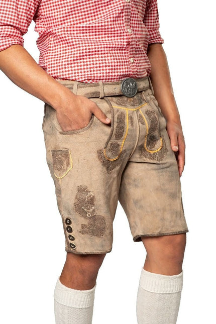 Lederhose Leer Kort Grijs en Riem van Tannhauser koop je bij Partywinkel