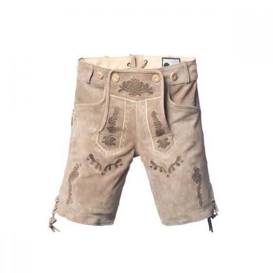 Lederhose Leer Kort Lichtbruin en Riem van Tannhauser koop je bij Partywinkel