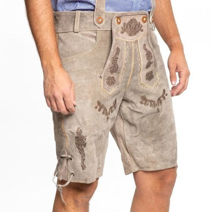 Lederhose Leer Kort Lichtbruin en Riem van Tannhauser koop je bij Partywinkel