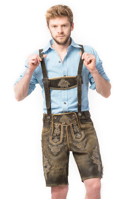 Lederhose Leer Kort Retro en Bretels van Tannhauser koop je bij Partywinkel