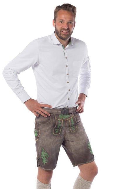 Lederhose Leer Kort Schaduw Groen en Riem van Tannhauser koop je bij Partywinkel