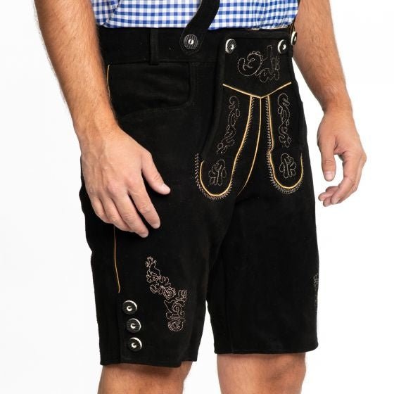 Lederhose Leer Kort Zwart en Bretels van Tannhauser koop je bij Partywinkel