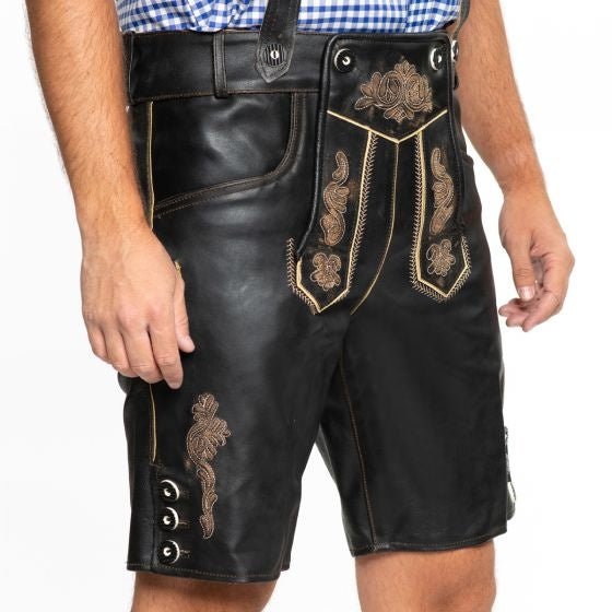 Lederhose Leer Kort Zwart en Riem van Tannhauser koop je bij Partywinkel