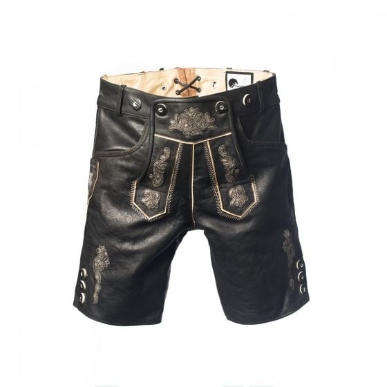 Lederhose Leer Kort Zwart en Riem van Tannhauser koop je bij Partywinkel