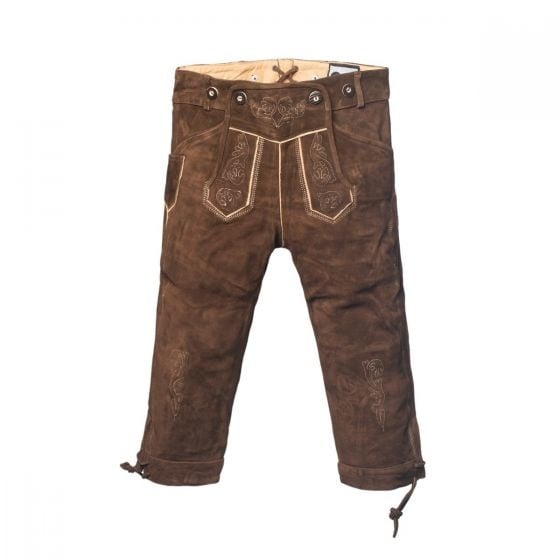 Lederhose Leer Lang Donkerbruin en Bretels van Tannhauser koop je bij Partywinkel
