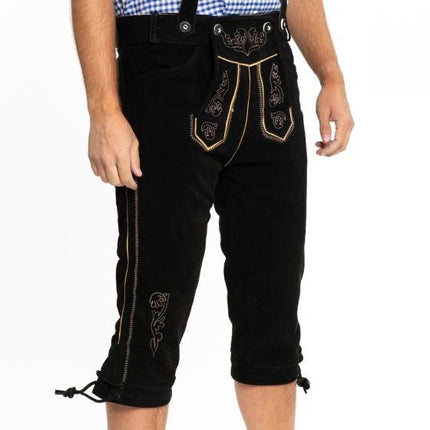 Lederhose Leer Lang Zwart en Bretels van Tannhauser koop je bij Partywinkel