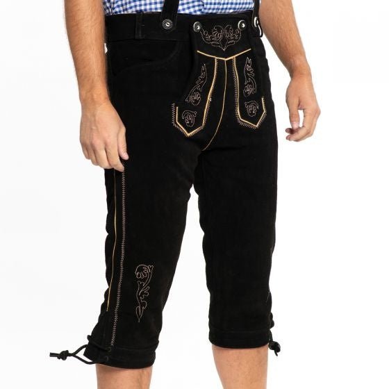 Lederhose Leer Lang Zwart en Bretels van Tannhauser koop je bij Partywinkel