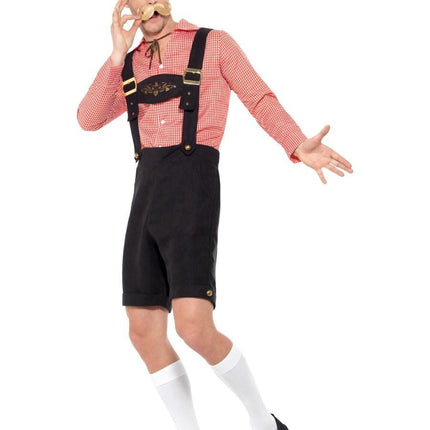 Lederhose Set Rood van Smiffys koop je bij Partywinkel