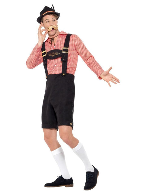 Lederhose Set Rood van Smiffys koop je bij Partywinkel