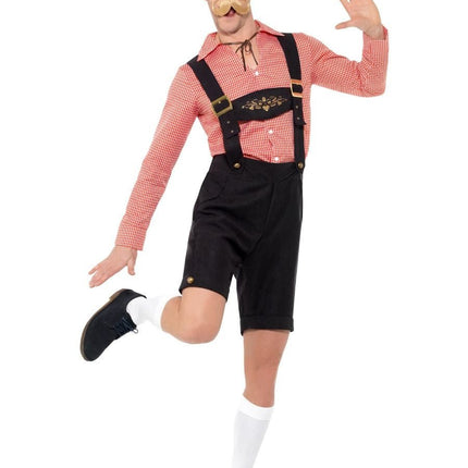 Lederhose Set Rood van Smiffys koop je bij Partywinkel