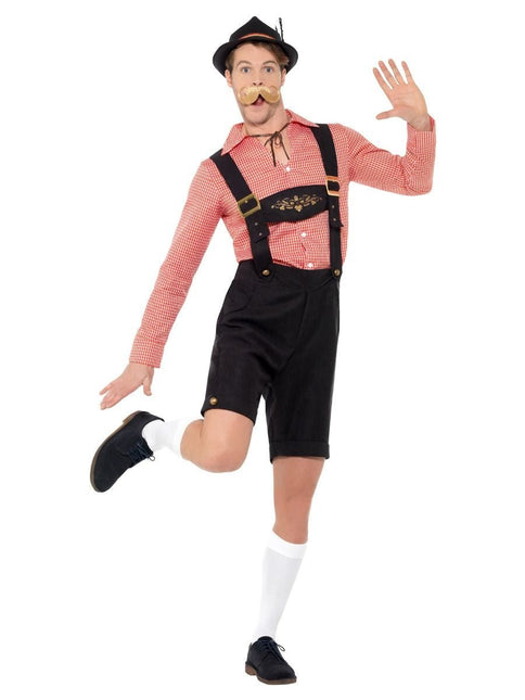 Lederhose Set Rood van Smiffys koop je bij Partywinkel