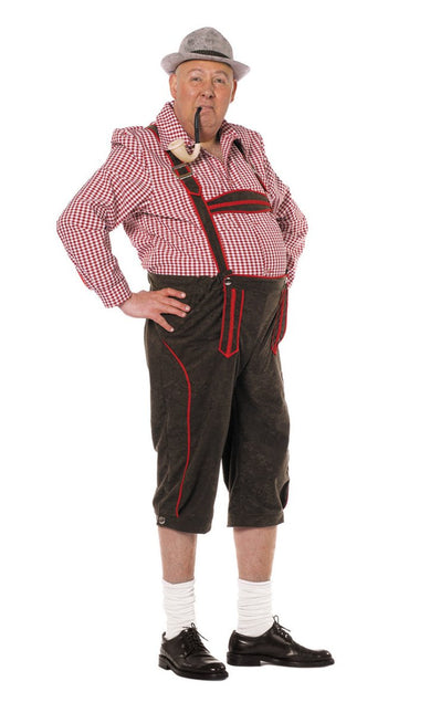 Lederhose Zwart Rood Heren van Wilbers & Wilbers koop je bij Partywinkel