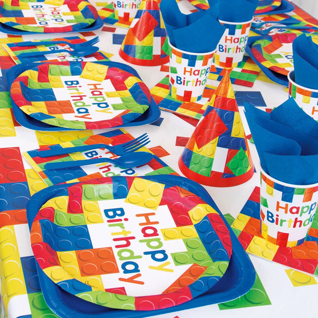 Lego Borden Happy Birthday 23cm 8st van Unique koop je bij Partywinkel