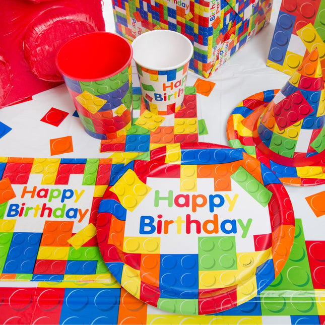 Lego Borden Happy Birthday 23cm 8st van Unique koop je bij Partywinkel