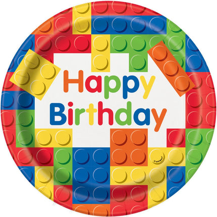 Lego Borden Happy Birthday 23cm 8st van Unique koop je bij Partywinkel