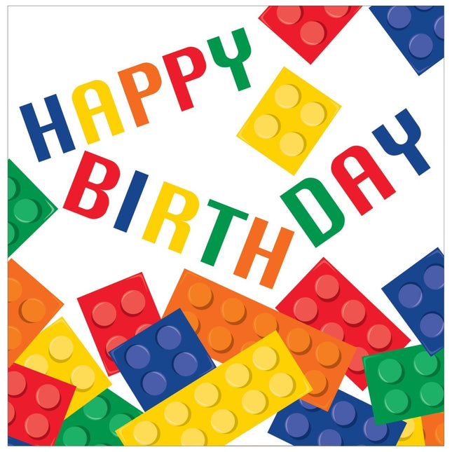 Lego Servetten Happy Birthday 33cm 16st van Creative Converting koop je bij Partywinkel