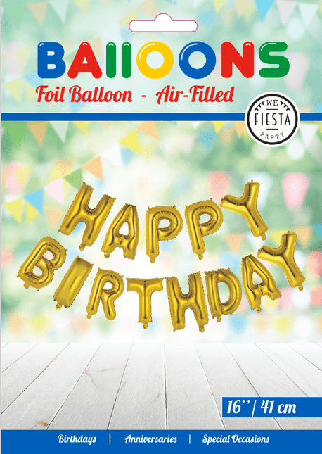 Letterballon Set Happy Birthday Goud van WeFiesta koop je bij Partywinkel