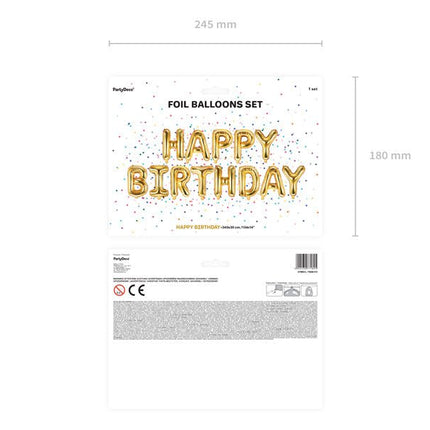 Letterballon Set Happy Birthday Goud Leeg 3,4m van Partydeco koop je bij Partywinkel