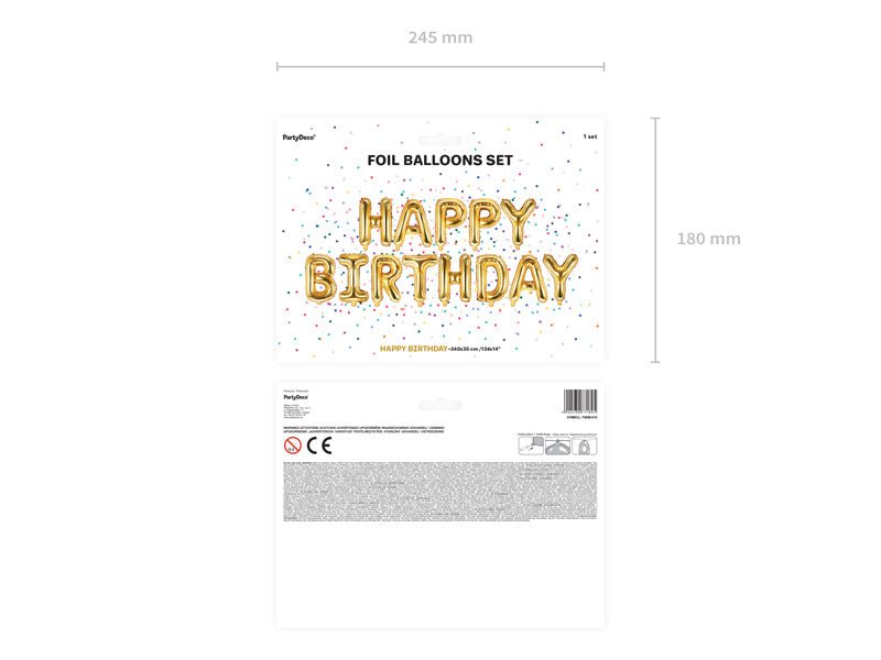 Letterballon Set Happy Birthday Goud Leeg 3,4m van Partydeco koop je bij Partywinkel