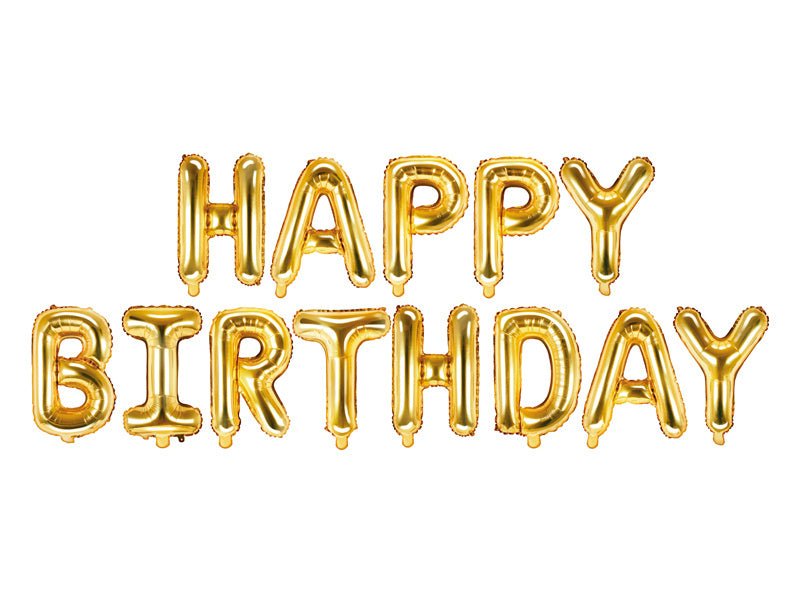 Letterballon Set Happy Birthday Goud Leeg 3,4m van Partydeco koop je bij Partywinkel