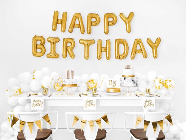 Letterballon Set Happy Birthday Goud Leeg 3,4m van Partydeco koop je bij Partywinkel
